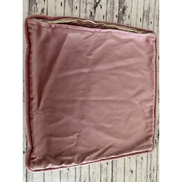 Vintage Pink Velvet Decorative Pillow Cover Mid Century Modern 16” Square - Picture 1 of 5